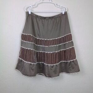 Mossimo Velvet‎ Ruffle Skirt L Boho Cottagecore Tiered Satin Lace Velvet Y2K